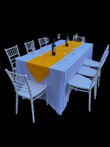 mesa 8sillas blancoamarillo