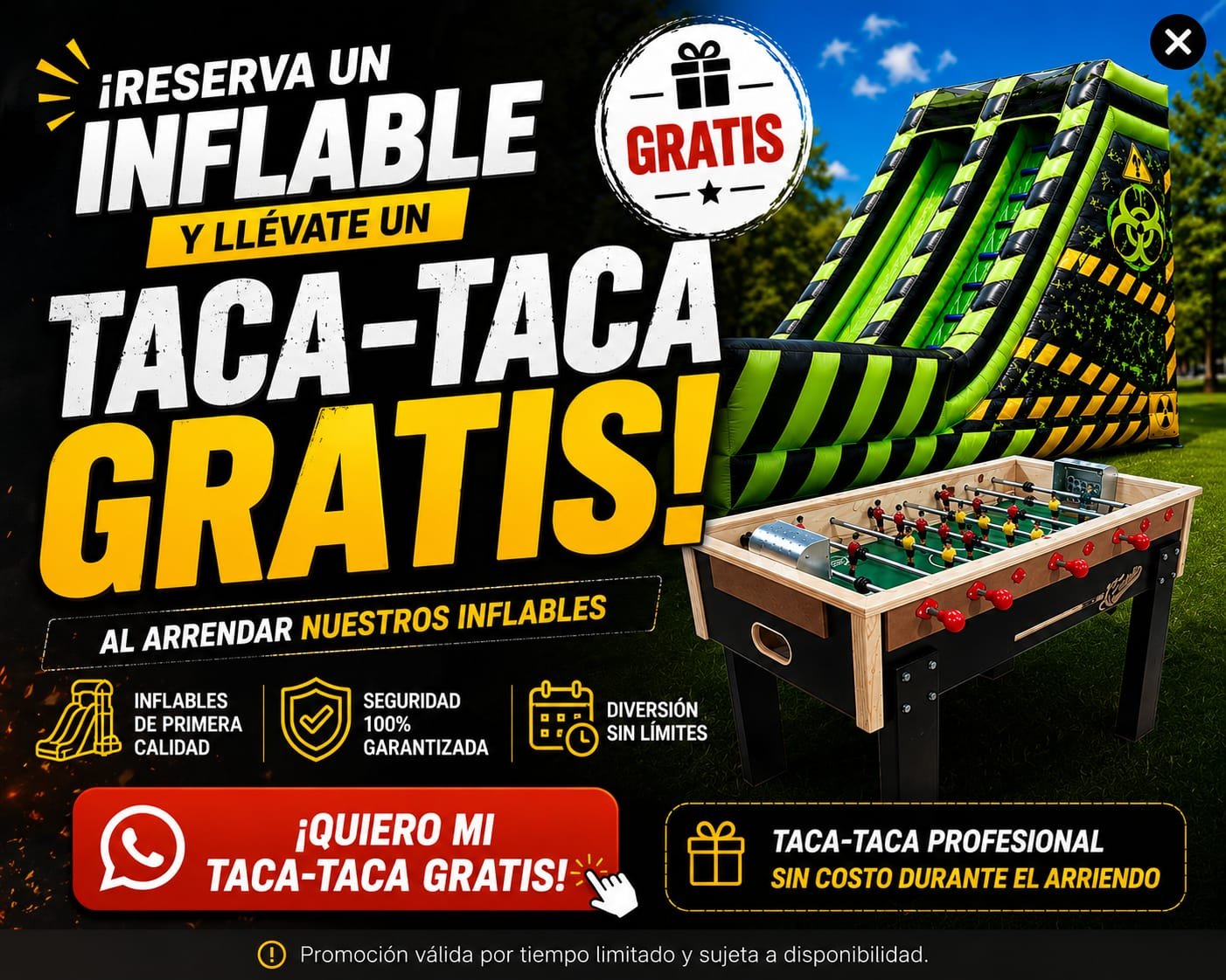 Promoción Taca-Taca GRATIS al arrendar nuestros inflables - Inflaysalta Cas&Mar Eventos